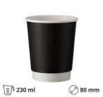 Čaša papirnata 240 (280) ml d=80 mm 2-slojna, crna SUP, 25 kom