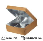 Kutija s poklopcem za desert 35x35x10 cm KRAFT (unutarnja metalizirana PET) [6 kom/pak]