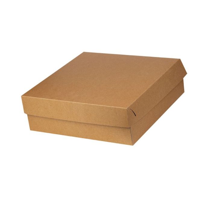 Kutija s poklopcem za desert 35x35x10 cm KRAFT (unutarnja metalizirana PET) [6 kom/pak]