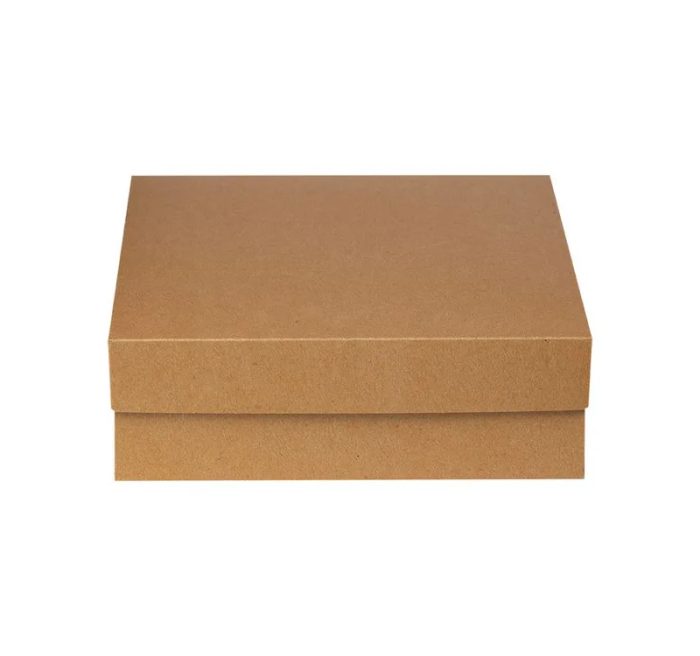 Kutija s poklopcem za desert 35x35x10 cm KRAFT (unutarnja metalizirana PET) [6 kom/pak]