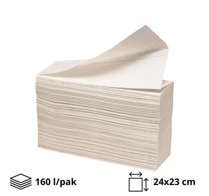 Papirnati ručnici Z-zlozenka 2 sl., 24×23 cm, 160 l/pak