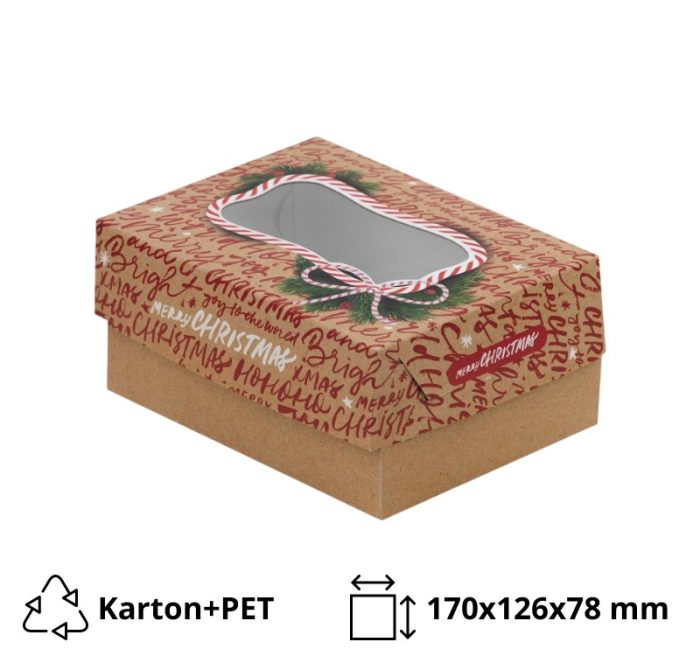 Kutija za desert s prozorom 17×12.6×7.8 cm CHRISTMAS
