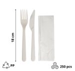 Komplet 3 PP (vilica, nož, servieta) 18cm 250 kom