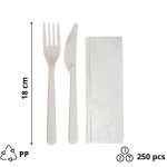 Komplet 3 PP (vilica, nož, servieta) 18cm 250 kom