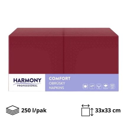 Papirnate salvete 2 sl 33×33 cm bordo 250 l/pak