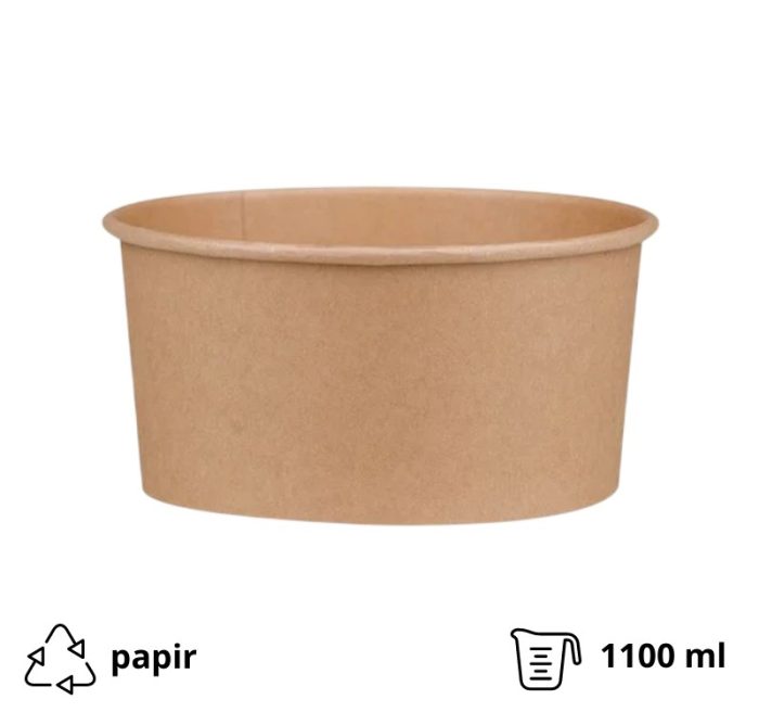 Papirnata posuda 1100 ml d=150 mm kraft bez poklopca 50 kom