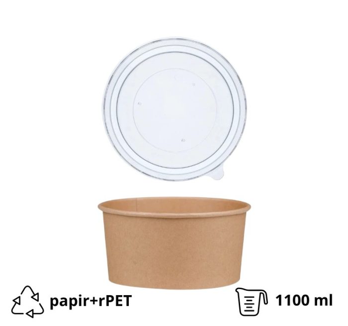 Papirnata posuda za poklopcem 1100 ml d=150 mm kraft bez poklopca 50 kom (komplet)