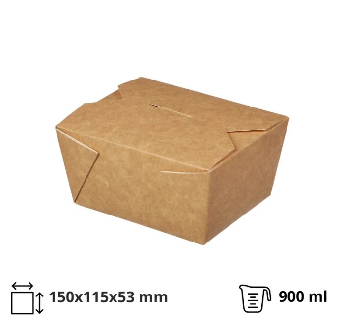 Papirnata posuda Fold Box 600 ml 110x90x65 mm, kraft 25 kom
