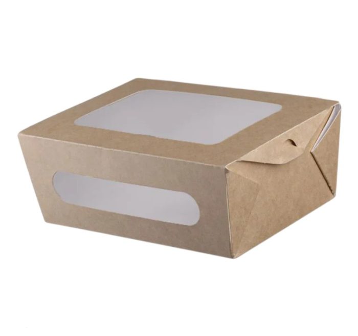 Papirnata posuda s prozorom 2000 ml 204x142x74 mm kraft 50 kom