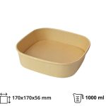 Papirnata posuda 1000 ml 170х170х56 mm, kraft, bez poklopca 50 kom
