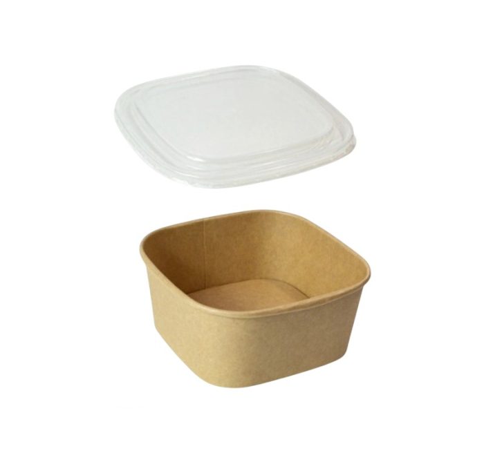 Papirnata posuda za poklopcem 650 ml 130х130х63 mm, kraft, 50 kom (komplet)