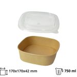 Papirnata posuda za poklopcem 750 ml 170х170х42 mm, kraft, 50 kom (komplet)