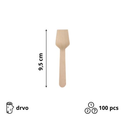 Žličica za sladoled 9.5 cm drvena 100 kom