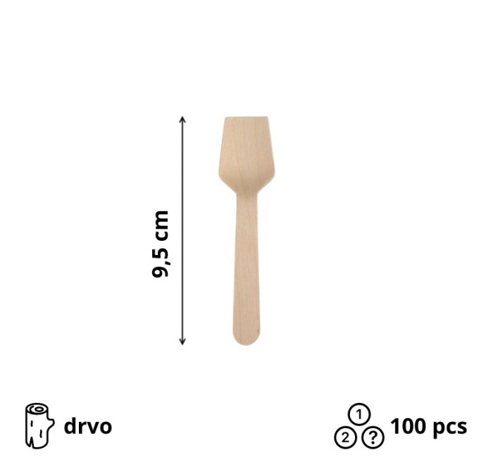 Žličica za sladoled 9.5 cm drvena 100 kom