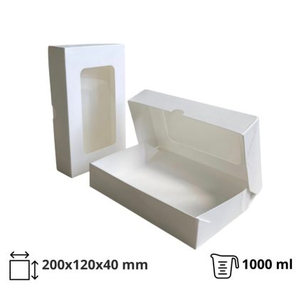 Papirnata posuda s prozorom ECO TABOX 1000 ml 200x120x40 mm bijela 50 kom
