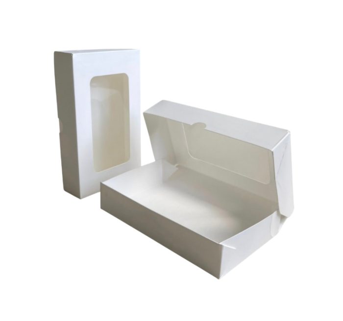 Papirnata posuda s prozorom ECO TABOX 1000 ml 200x120x40 mm bijela 50 kom