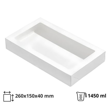 Papirnata posuda  s prozorom ECO TABOX 1450 ml 260x150x40 mm bijela 50 kom