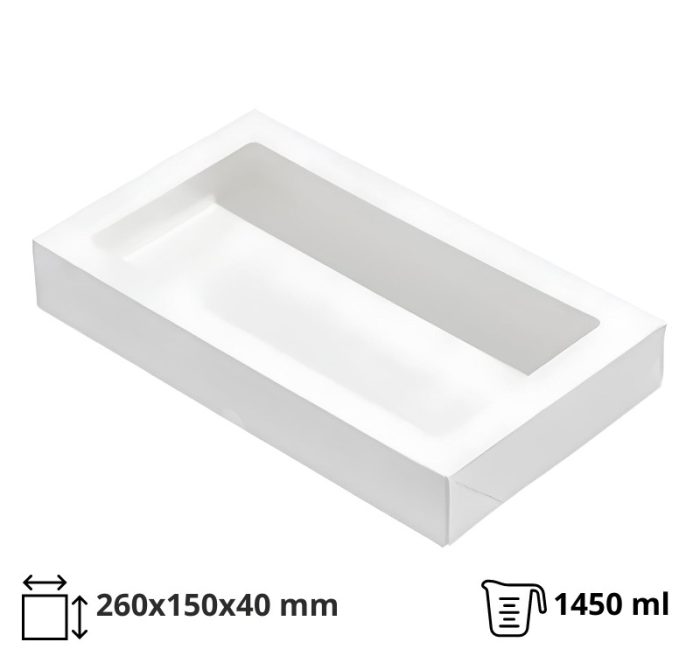 Papirnata posuda s prozorom ECO TABOX 1450 ml 260x150x40 mm bijela 50 kom