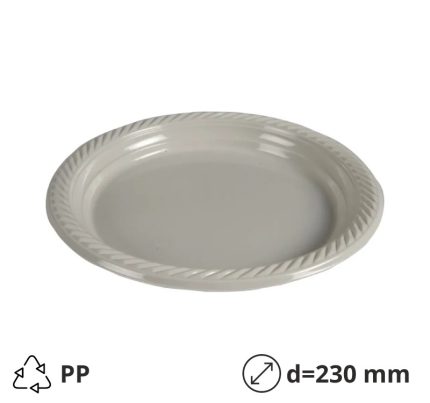 Tanjur PP d=230 mm svijetlo siva 25 kom