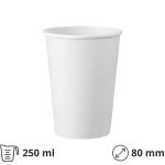 Čaša papirnata  250 (280) ml d=80 mm 1-slojna bijela SUP, 50 kom