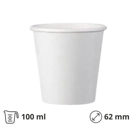 Čaša papirnata 100 (120) ml d=62 mm 1-slojna bijela SUP, 50 kom