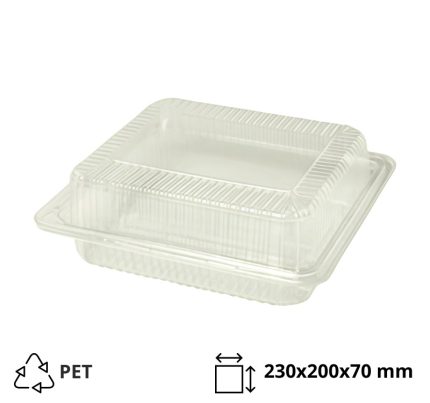 Posuda s poklopcem PET 230x200x70 mm prozirna [300 kom/pak]