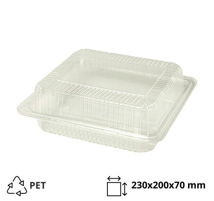 Posuda s poklopcem PET 230x200x70 mm prozirna [300 kom/pak]