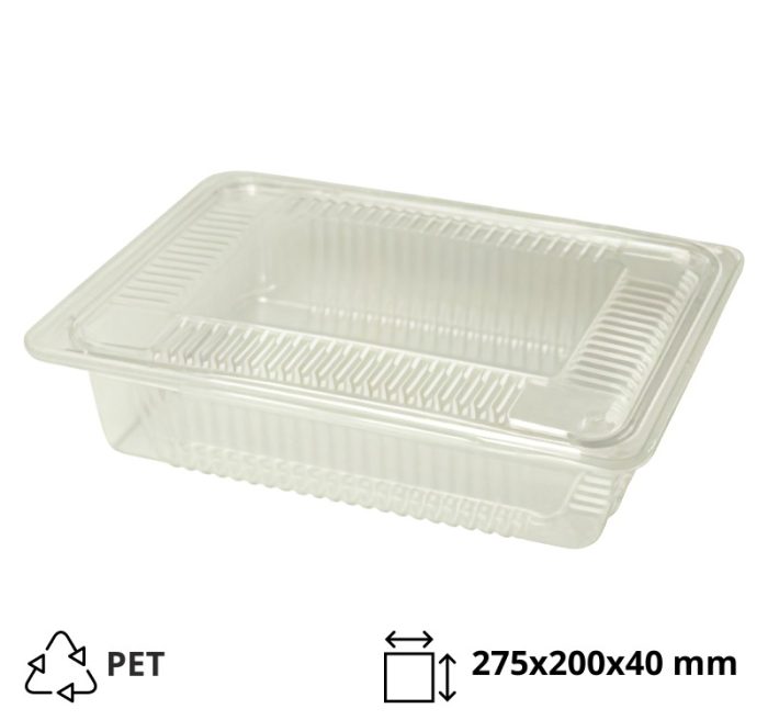 Posuda za poklopcem PET 275х200х40 mm prozirna [160 kom/pak]