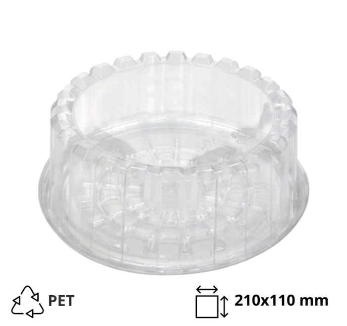 Posuda za torto za poklopcem PET d=210 mm h=110 mm, 100 kom (komplet)