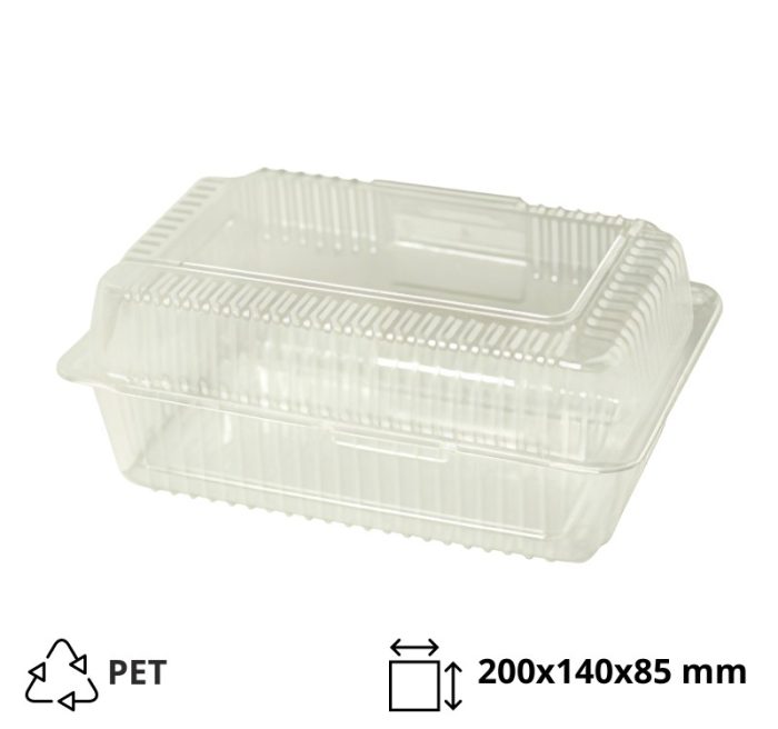 Posuda s poklopcem PET 200x140x85 mm prozirna [500 kom/pak]