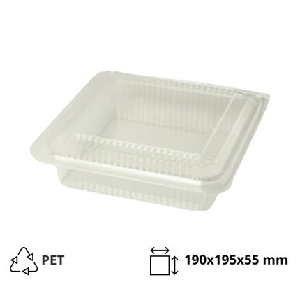 Posuda PET 190х195х55 mm proziran s poklopcem [250 kom/pak]