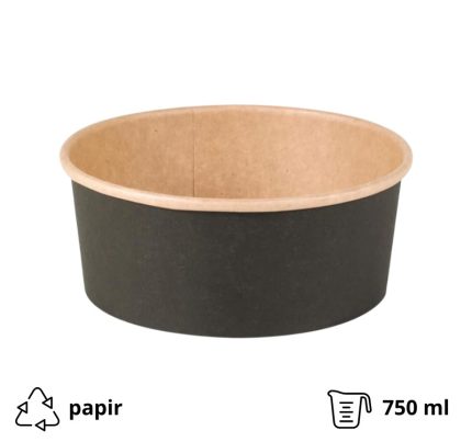 Papirnata posuda 750 ml d=150 mm crna/kraft 45 kos