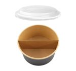 Papirnata posuda za poklopcem i separatorom 1000 ml d=150 mm crna/kraft 45 kos (komplet)