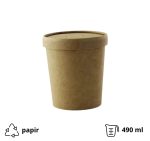 Posuda papirnata 490 ml kraft s papirnatim poklopcem 25 kom
