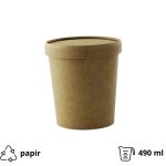 Posuda papirnata 490 ml kraft s papirnatim poklopcem 25 kom
