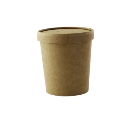 Posuda papirnata 490 ml kraft s papirnatim poklopcem 25 kom
