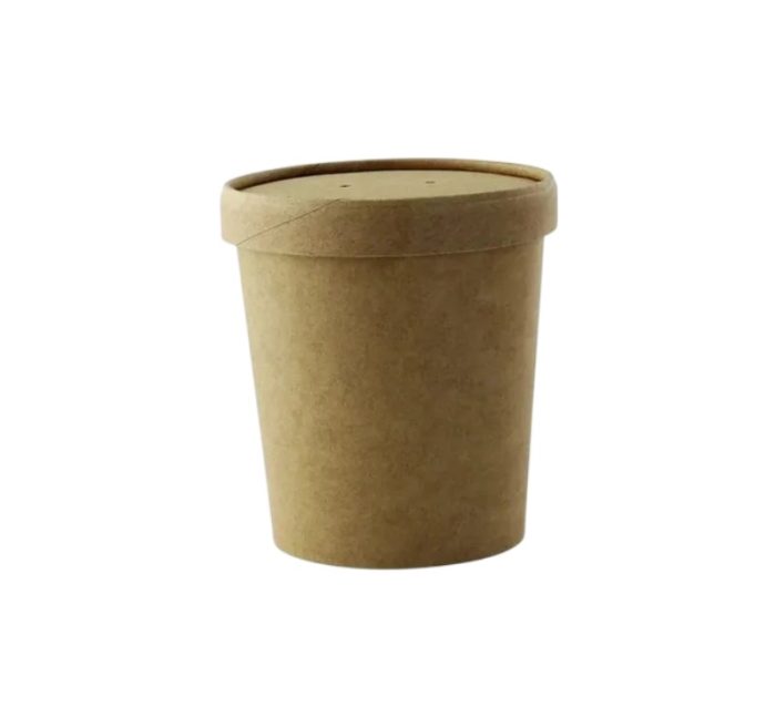 Posuda papirnata 490 ml kraft s papirnatim poklopcem 25 kom