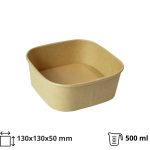Papirnata posuda 500 ml 130х130х50 mm, kraft, bez poklopca 50 kom