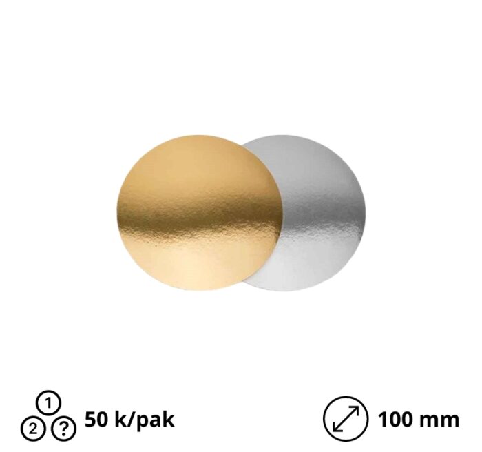 Podmetač krug za torte karton d=100 mm zlatni/srebrni [50 kom/pak]