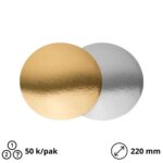 Podmetač krug za torte karton d=220 mm zlatni/srebrni [50 kom/pak]