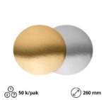 Podmetač krug za torte karton d=260 mm zlatni/srebrni [50 kom/pak]