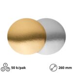 Podmetač krug za torte karton d=260 mm zlatni/srebrni [50 kom/pak]