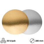 Podmetač krug za torte karton d=280 mm zlatni/srebrni [50 kom/pak]