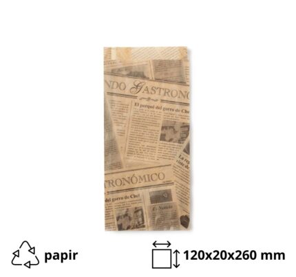 Vrećica za hot dog 120x20x260 mm kraft novine 1000 kom