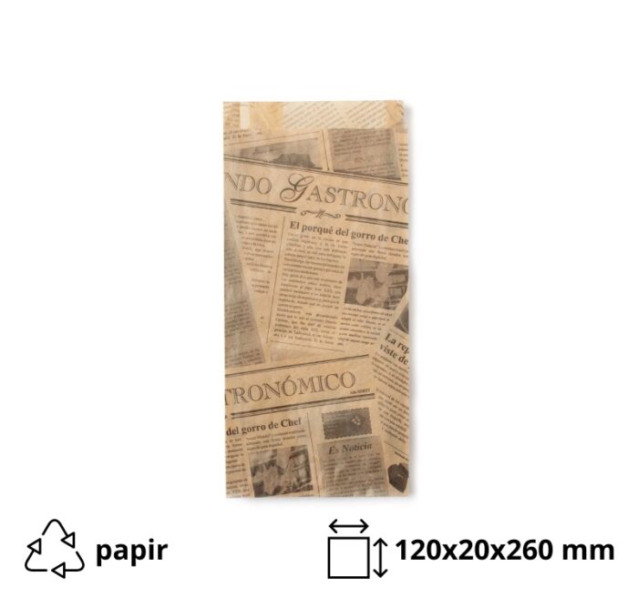 Vrećica za hot dog 120x20x260 mm kraft novine 1000 kom