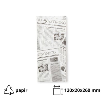 Vrećica za hot dog 120x20x260 mm bijele novine 1000 kom