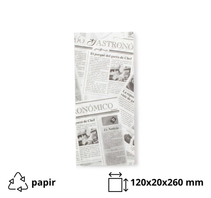 Vrećica za hot dog 120x20x260 mm bijele novine 1000 kom