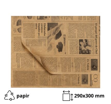 Papir za zamatanje hamburgera 290×300 mm kraft novine 500 kom