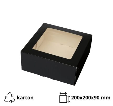 Kutija za torte s prozorom 200x200x90 crna [10 kom/pak]