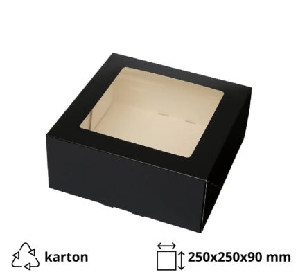 Kutija za torte s prozorom 250x250x90 mm crna [10 kom/pak]